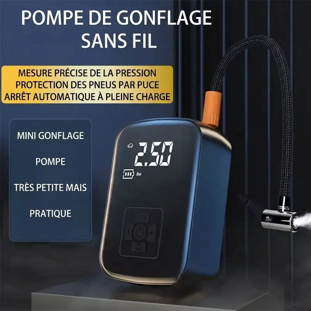 Gonfleur Pneu Voiture Digital Sans Fil avec Batterie - Compresseur 150 PSI