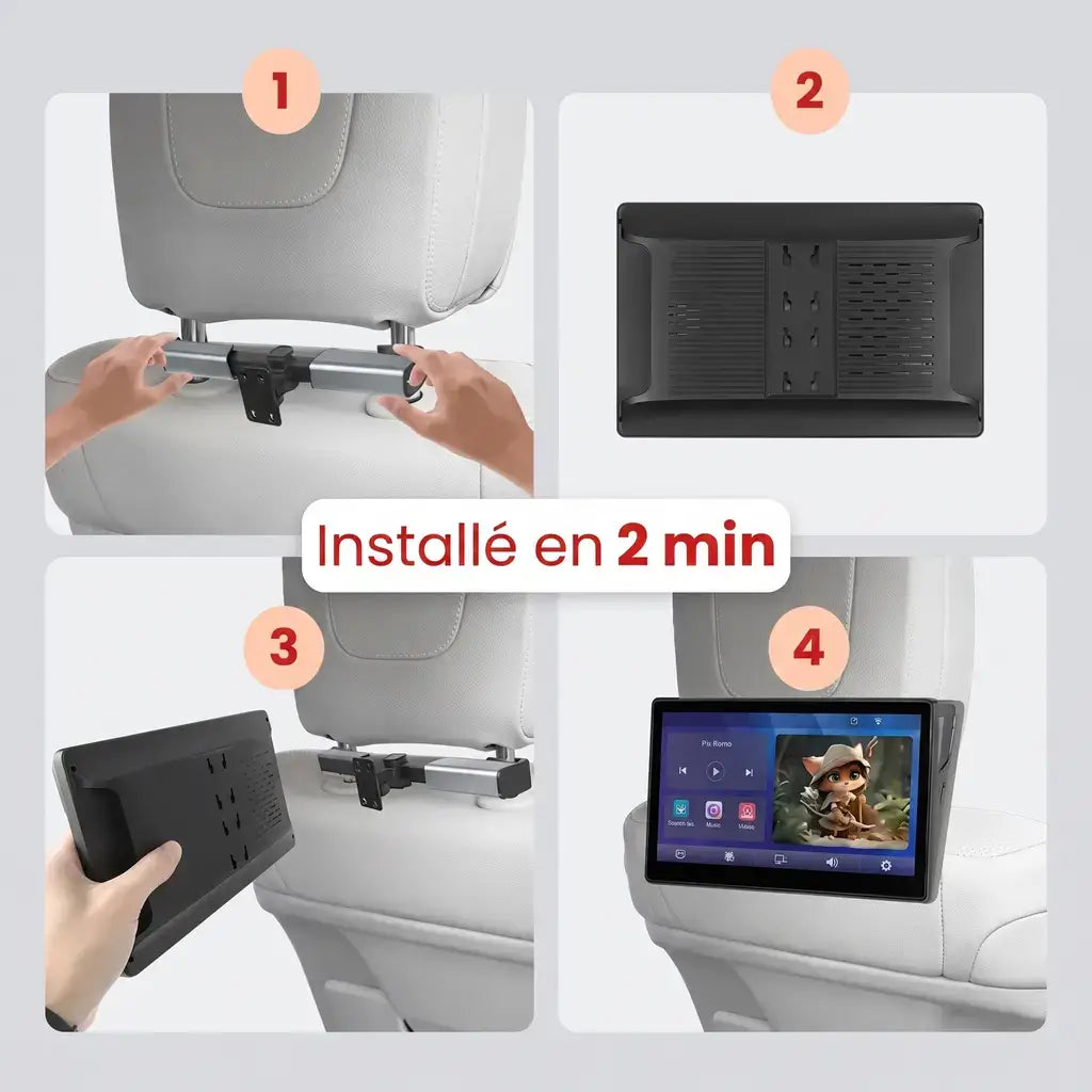 Écran Appuie-Tête Voiture 10'' Tablette Tactile Carplay & Android Auto