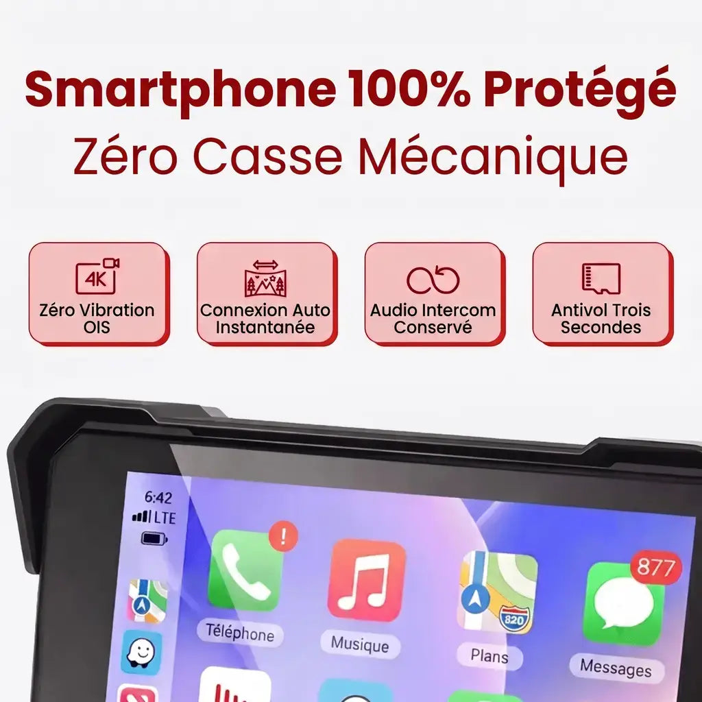 Écran Moto 5'' Étanche Carplay & Android Auto