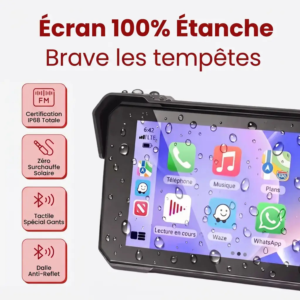 Écran Moto 5'' Étanche Carplay & Android Auto