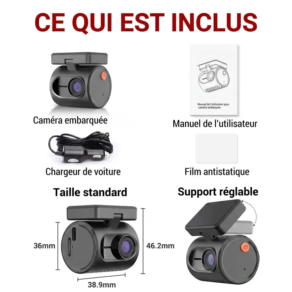 Dashcam Voiture 2K Caméra Embarquée
