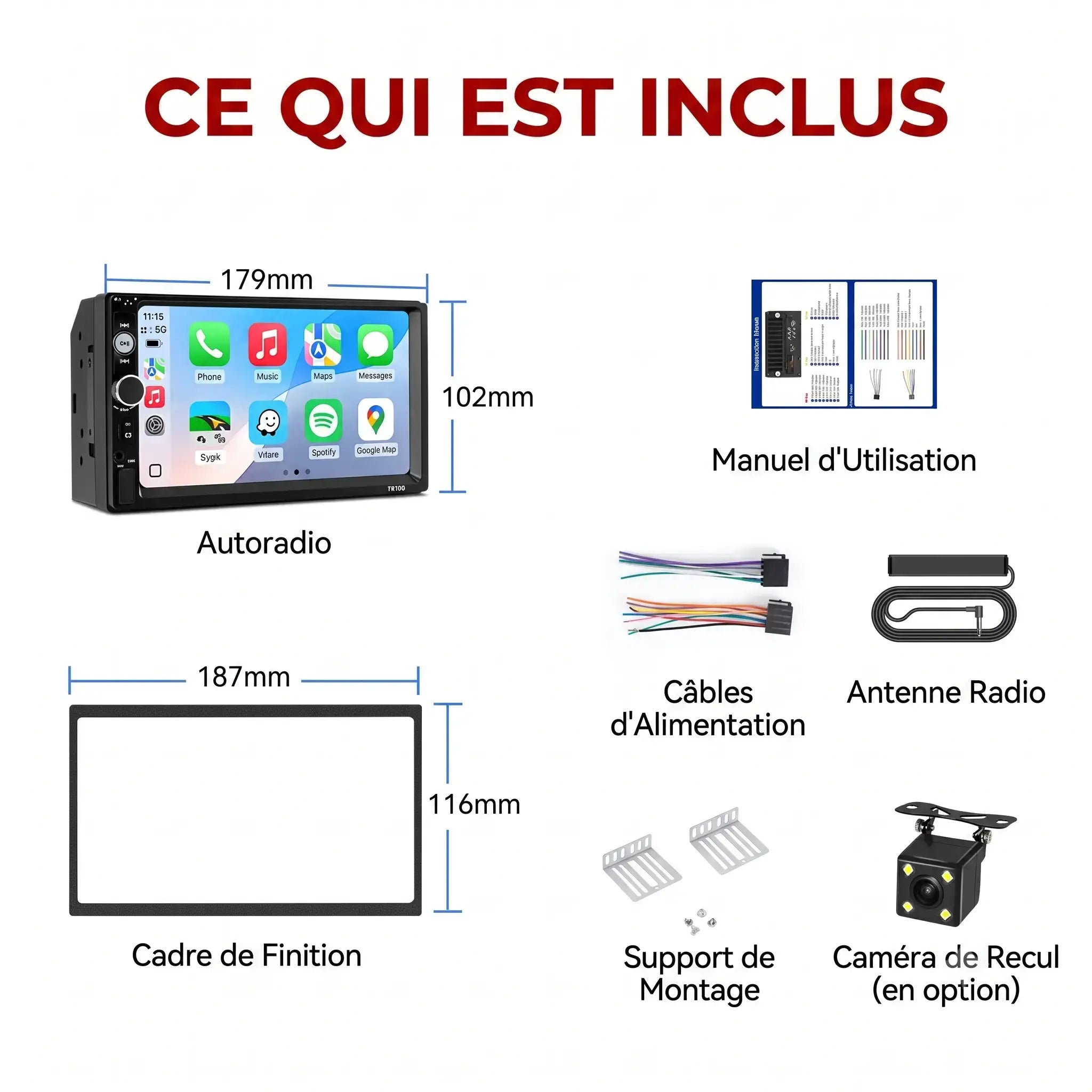 Autoradio 2 DIN Carplay & Android Auto