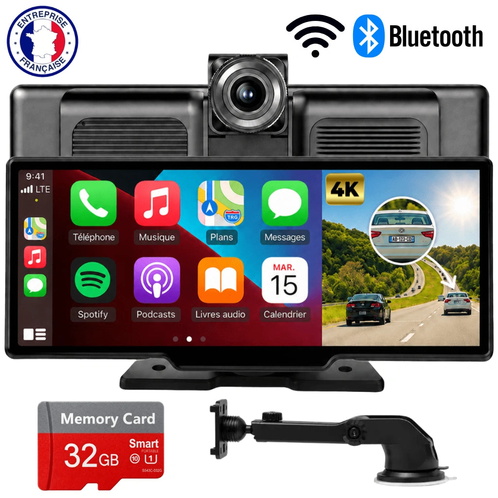 Écran CarPlay Sans Fil Bluetooth avec Dashcam 4K Caméra Embarquée | Nova Drive™