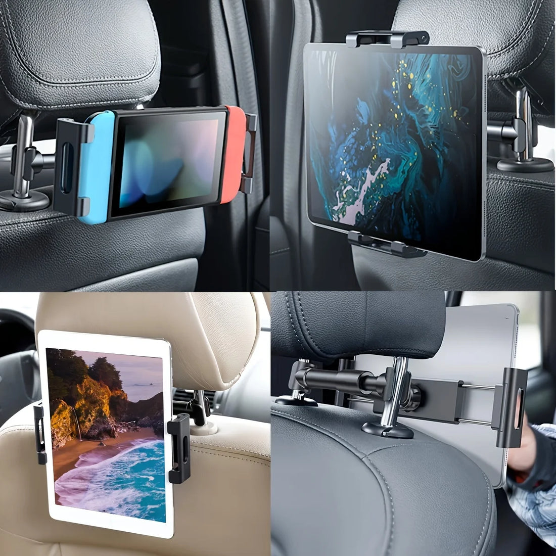 Support Tablette & Smartphone pour Appui-Tête Voiture - Bras Extensible 360°