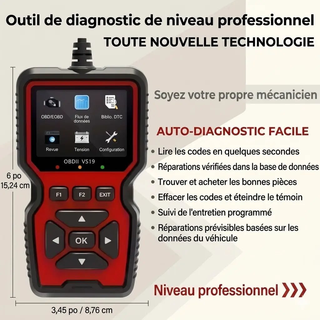 Valise Diagnostic Auto OBD2 Multimarque V519 - Lecteur de Code Erreur & Testeur Batterie