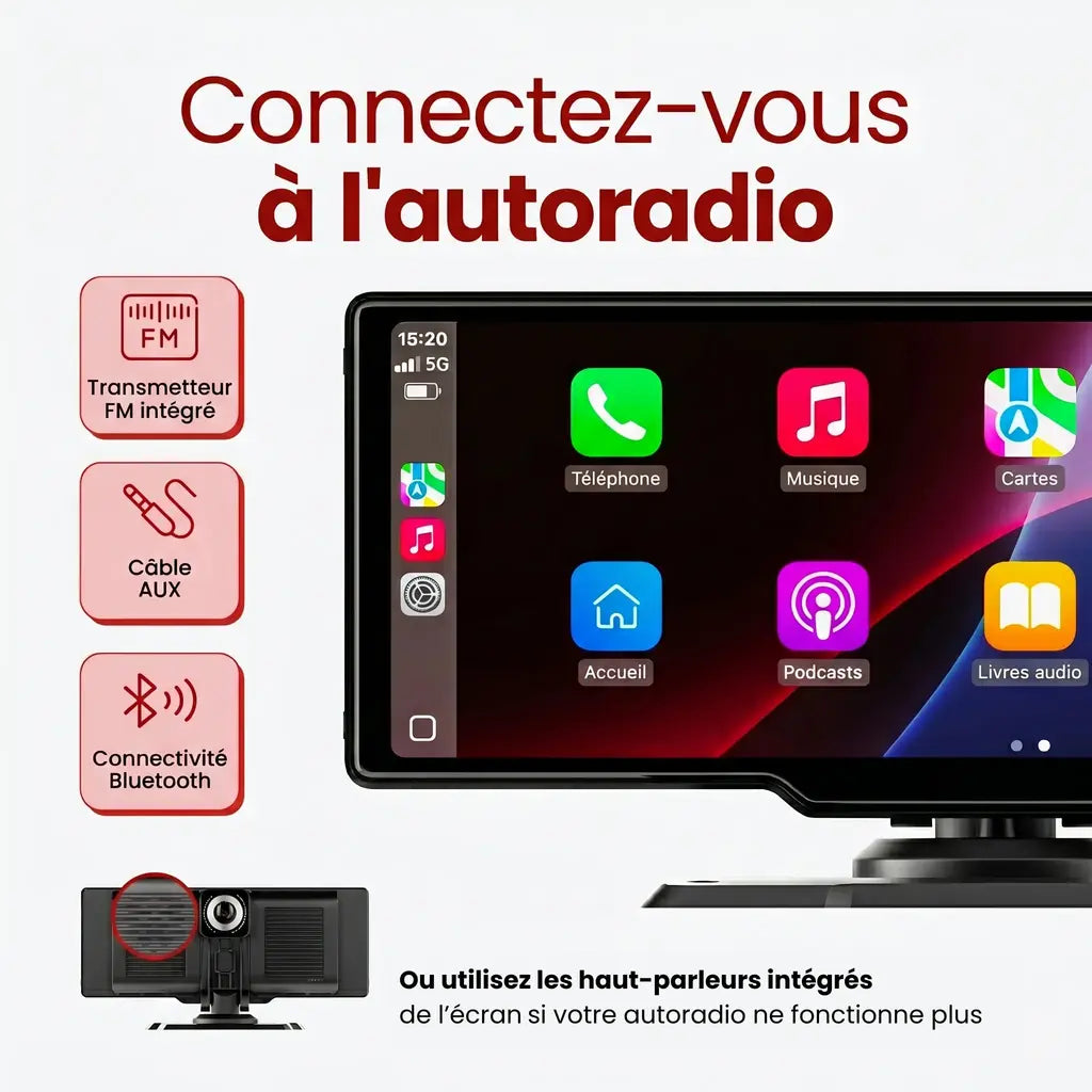 Écran CarPlay Sans Fil Bluetooth avec Dashcam 4K Caméra Embarquée | Nova Drive™