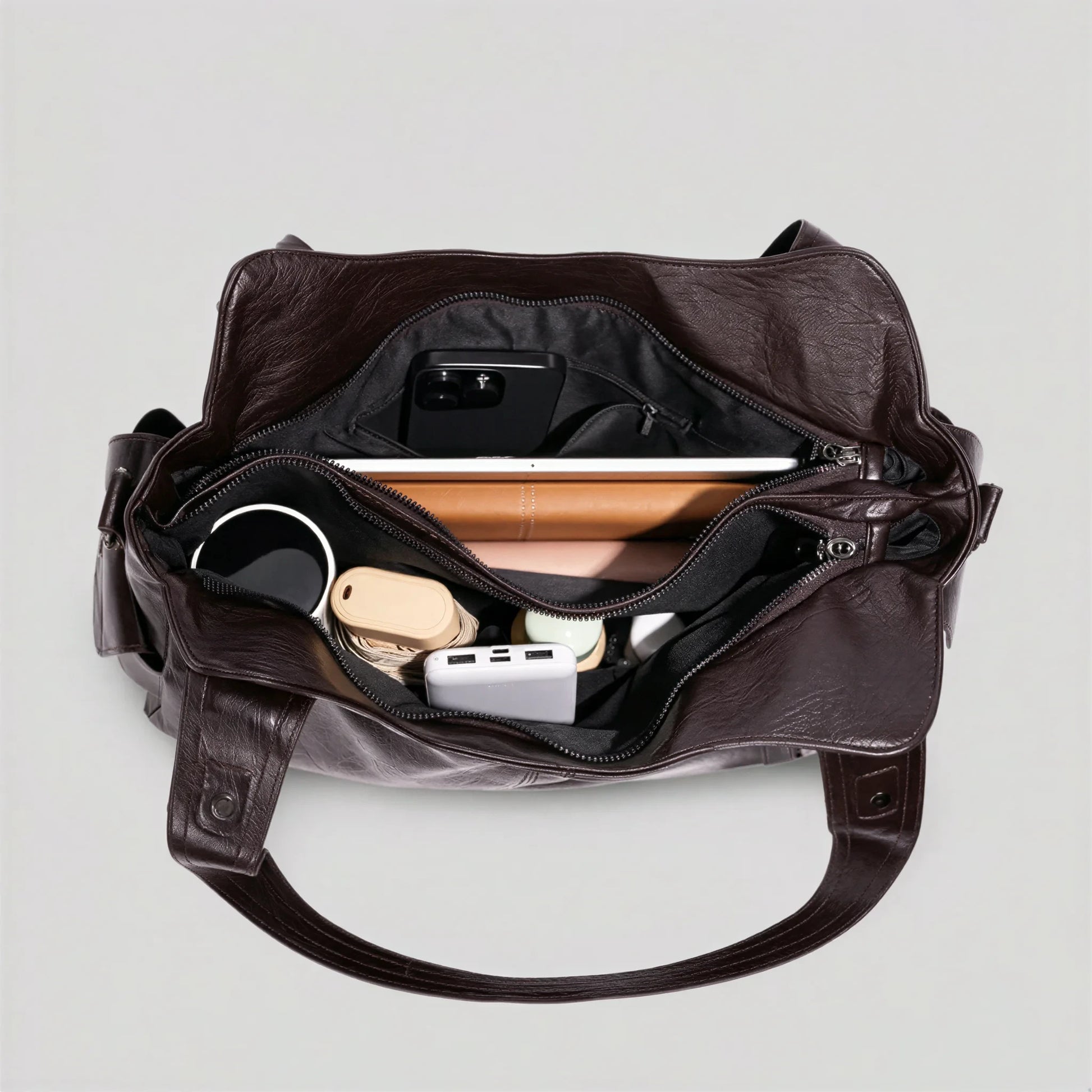Sac à main en bandoulière de cours, fermeture zip - Calanthe - 11