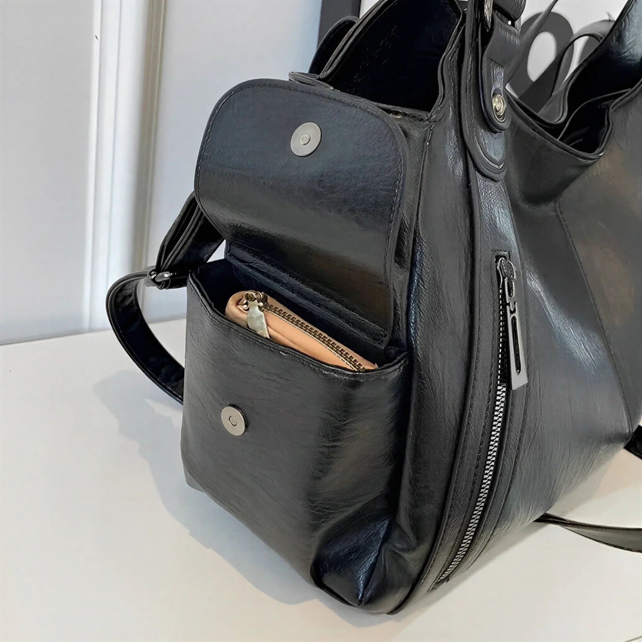Sac à main en bandoulière de cours, fermeture zip - Calanthe - 14