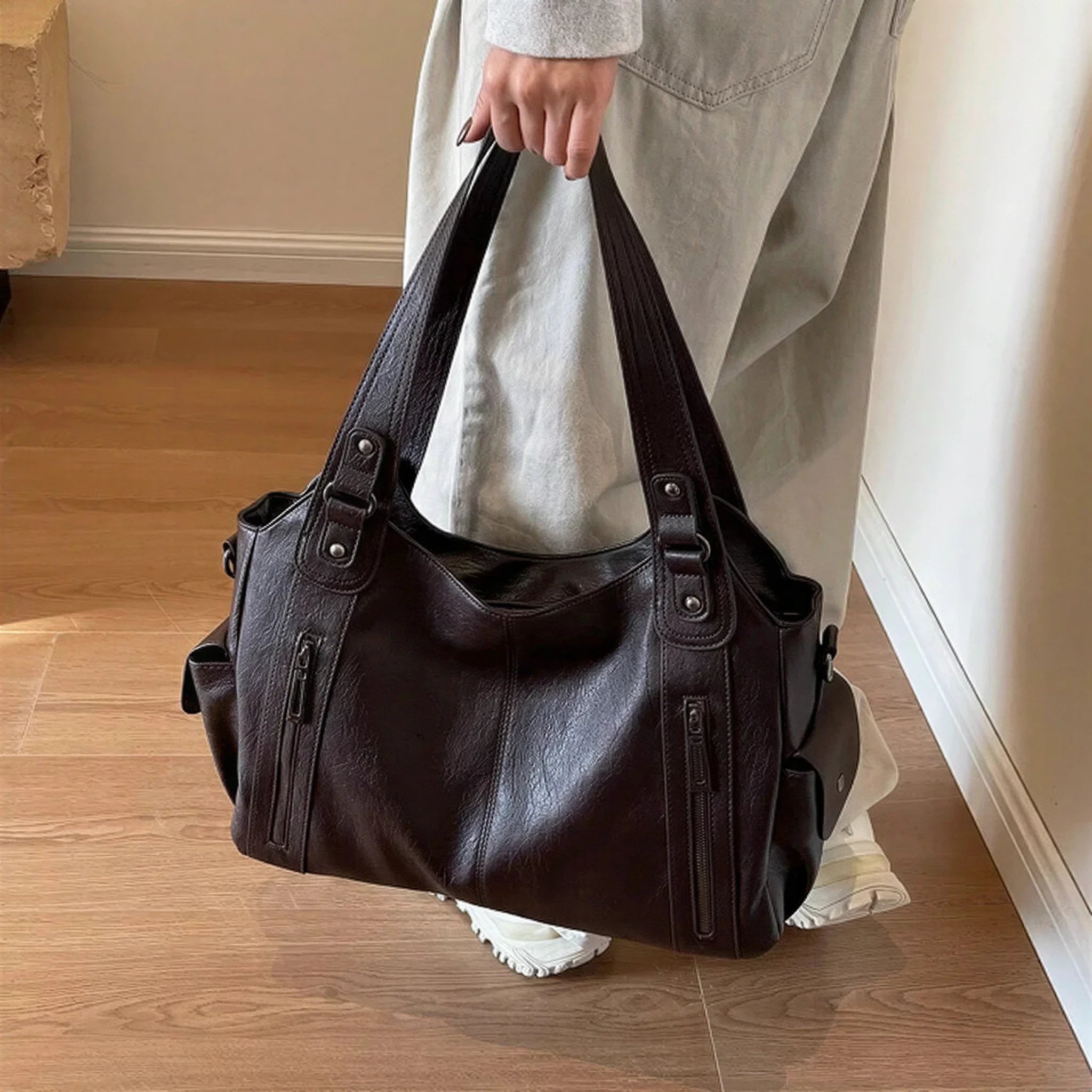 Sac à main en bandoulière de cours, fermeture zip - Calanthe - 20