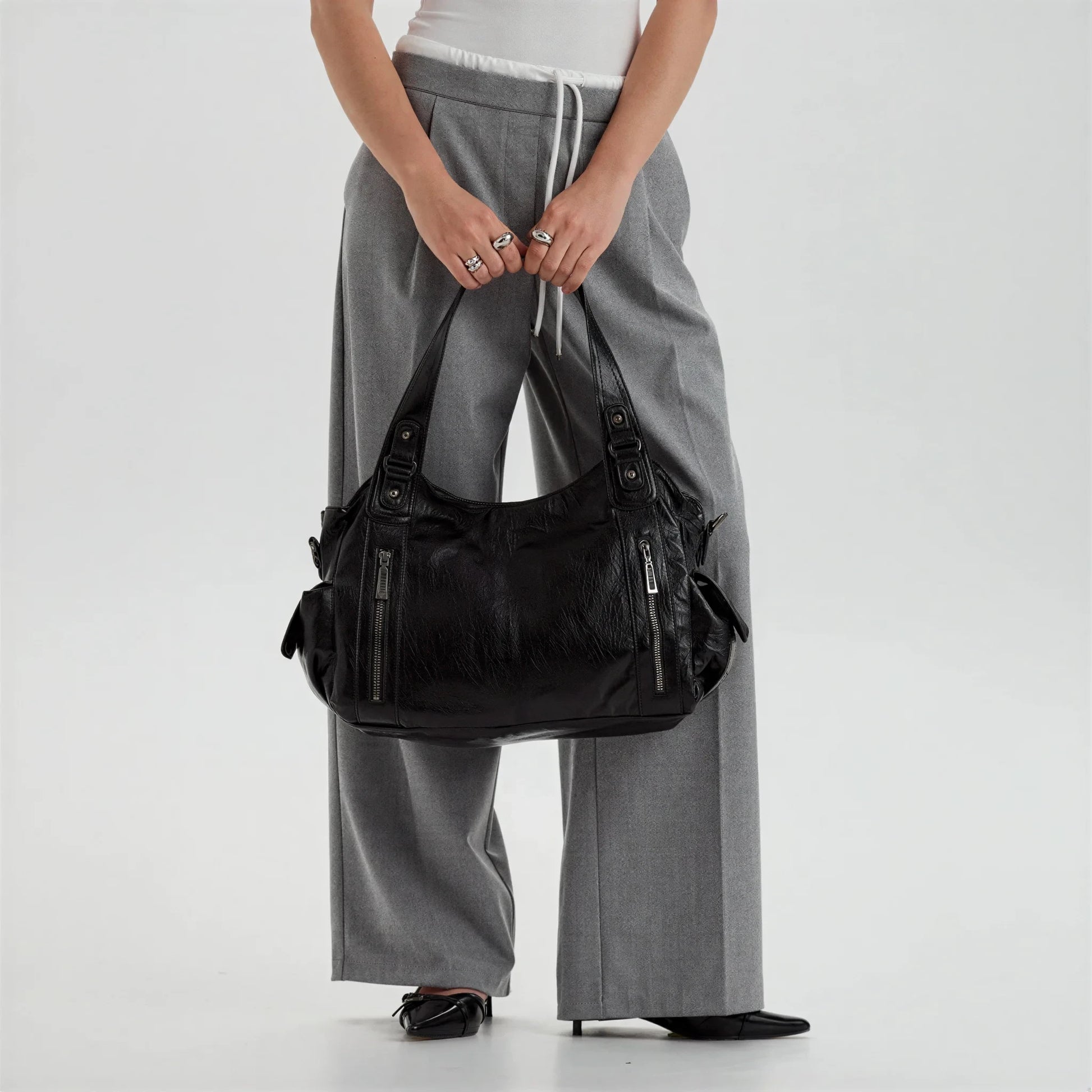 Sac à main en bandoulière de cours, fermeture zip - Calanthe - 7