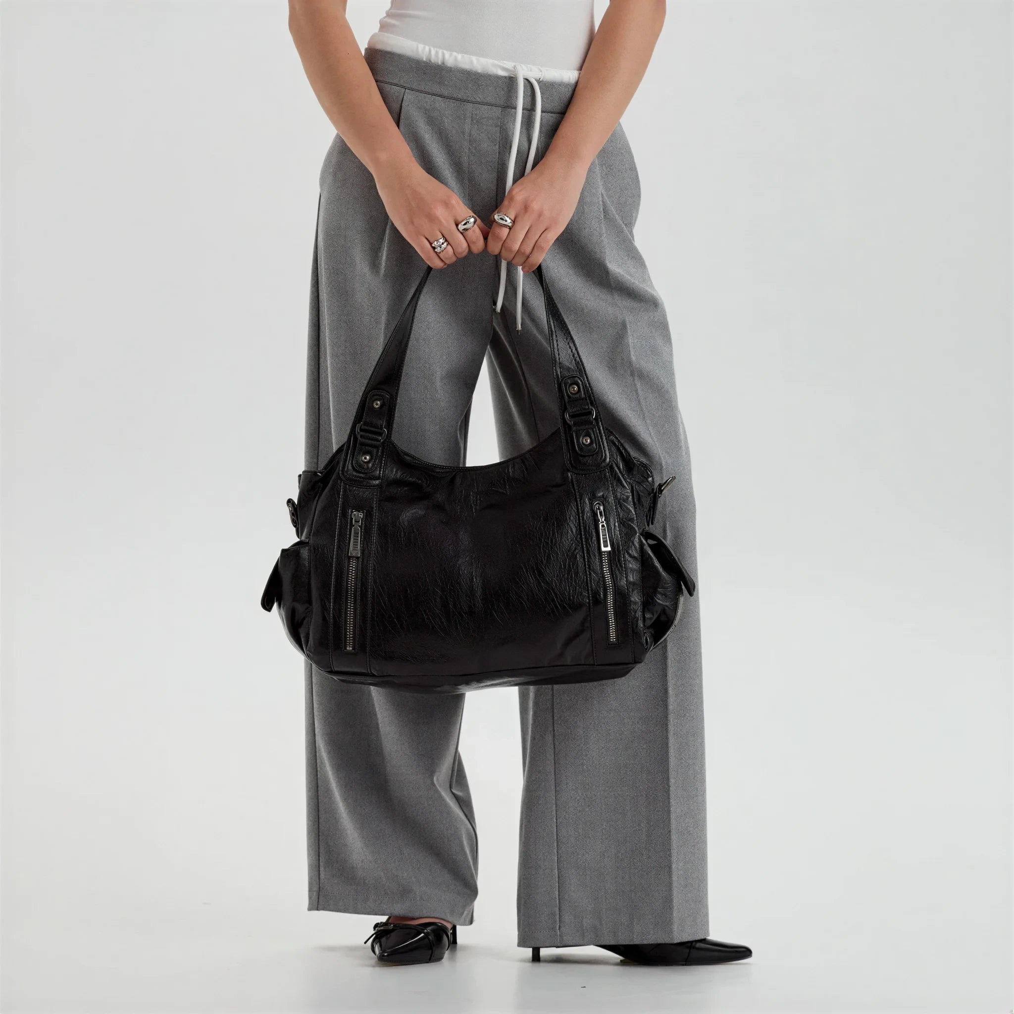 Sac à main en bandoulière de cours, fermeture zip - Calanthe - 7