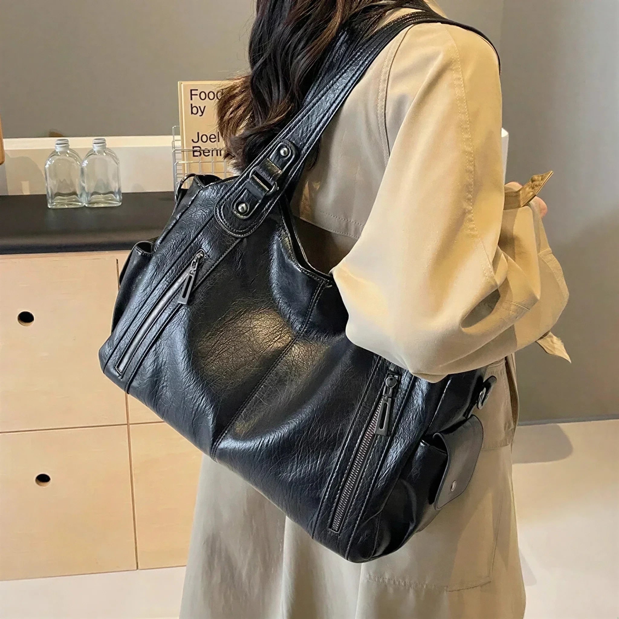 Sac à main en bandoulière de cours, fermeture zip - Calanthe - 9